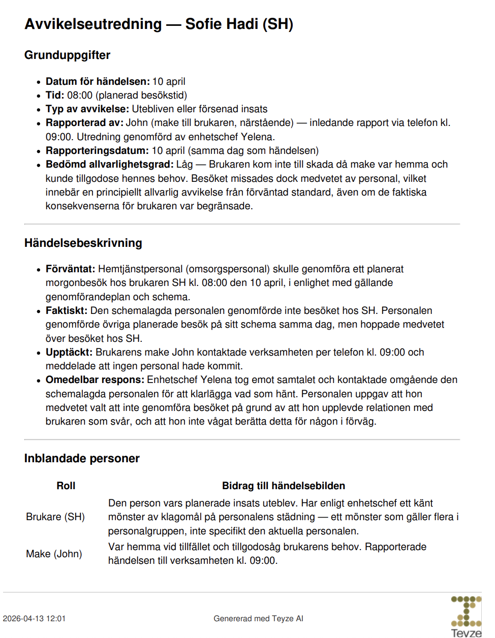 Du får ut utredningen i ett PDF-dokument som du kan editera