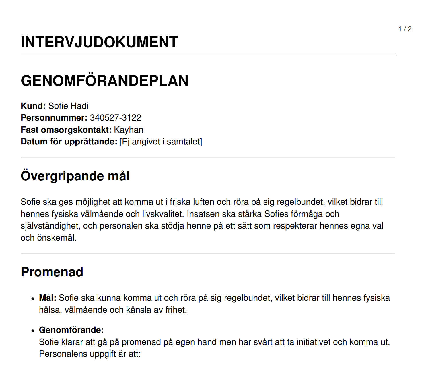 Du får sedan ut dokumentet i form av en färdig IBIC-kvalificerad genomförandeplan som en PDF